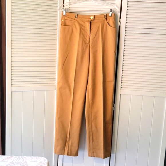ST JOHN SPORTS BLACK LABEL SZ10 5 POCKETS  DARK GOLD PANTS WITH GOLD HARDWEAR - Picture 1 of 9